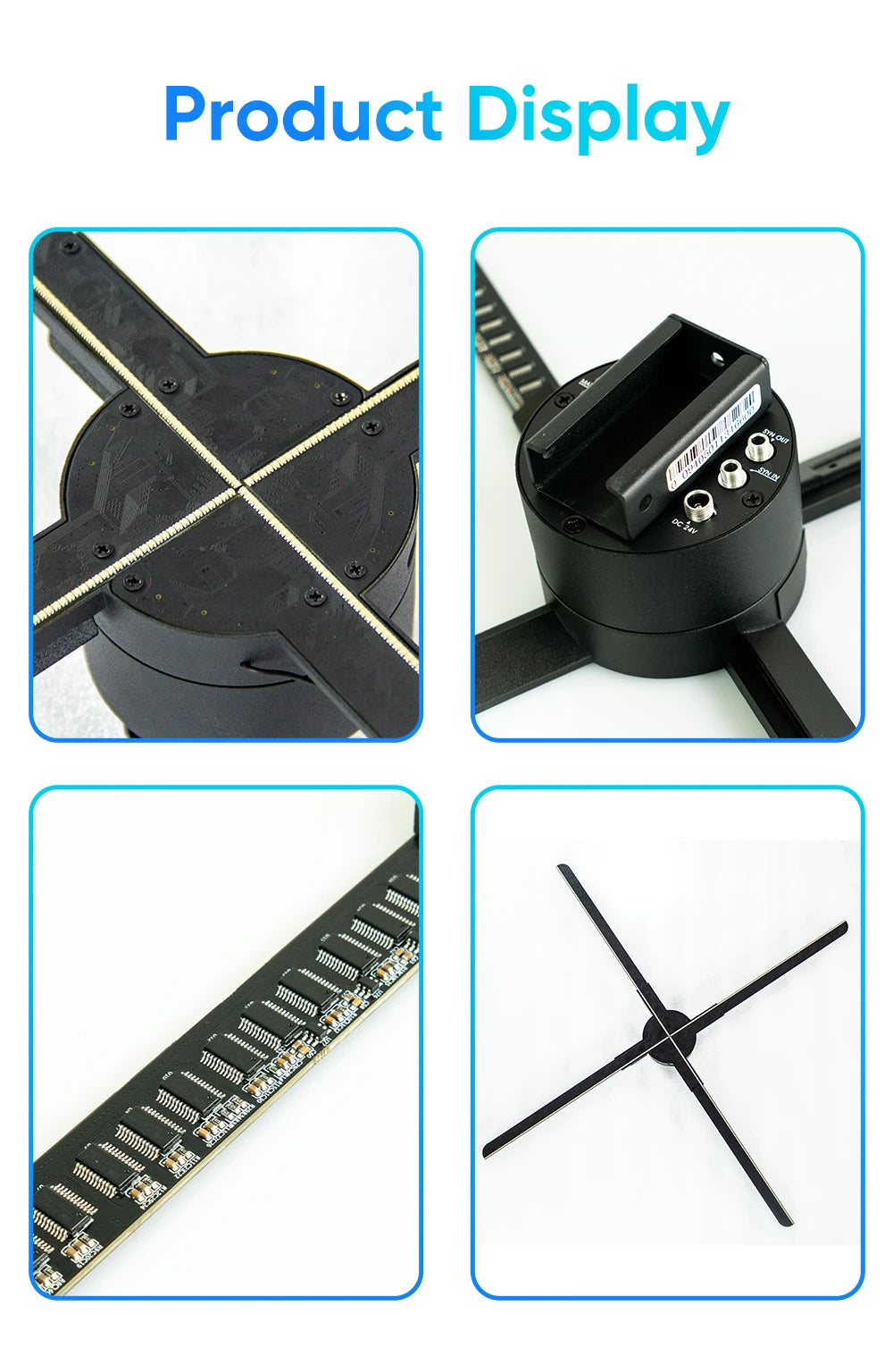 COEUS 65CM 4 Blades Advertising Display Technology Holographic LED Fan Billboard 3D Hologram Pictures Video Technology Projector