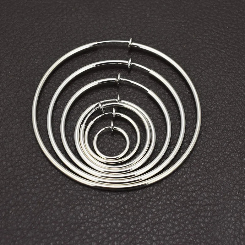 1 pair Women Rounded Big Earrings Spring Clip On Nose Ring Hoop Lip Ring Helix Ring Hoop Fake Ear Ring Accessories