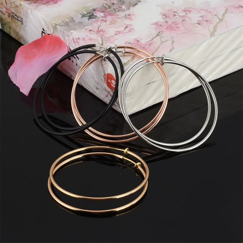 1 pair Women Rounded Big Earrings Spring Clip On Nose Ring Hoop Lip Ring Helix Ring Hoop Fake Ear Ring Accessories
