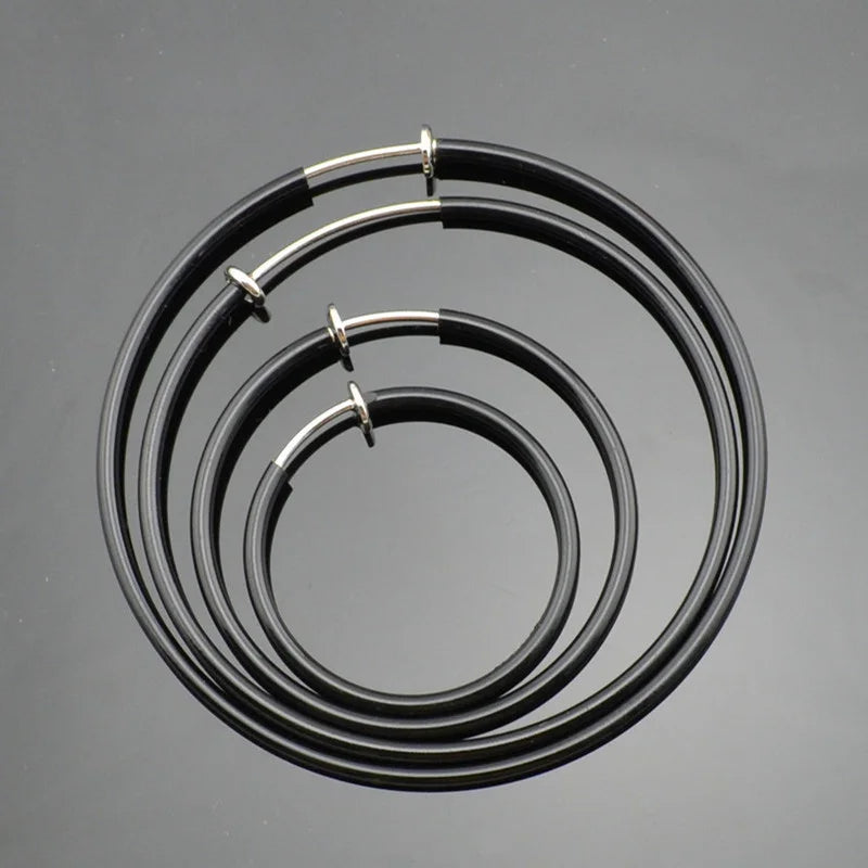 1 pair Women Rounded Big Earrings Spring Clip On Nose Ring Hoop Lip Ring Helix Ring Hoop Fake Ear Ring Accessories