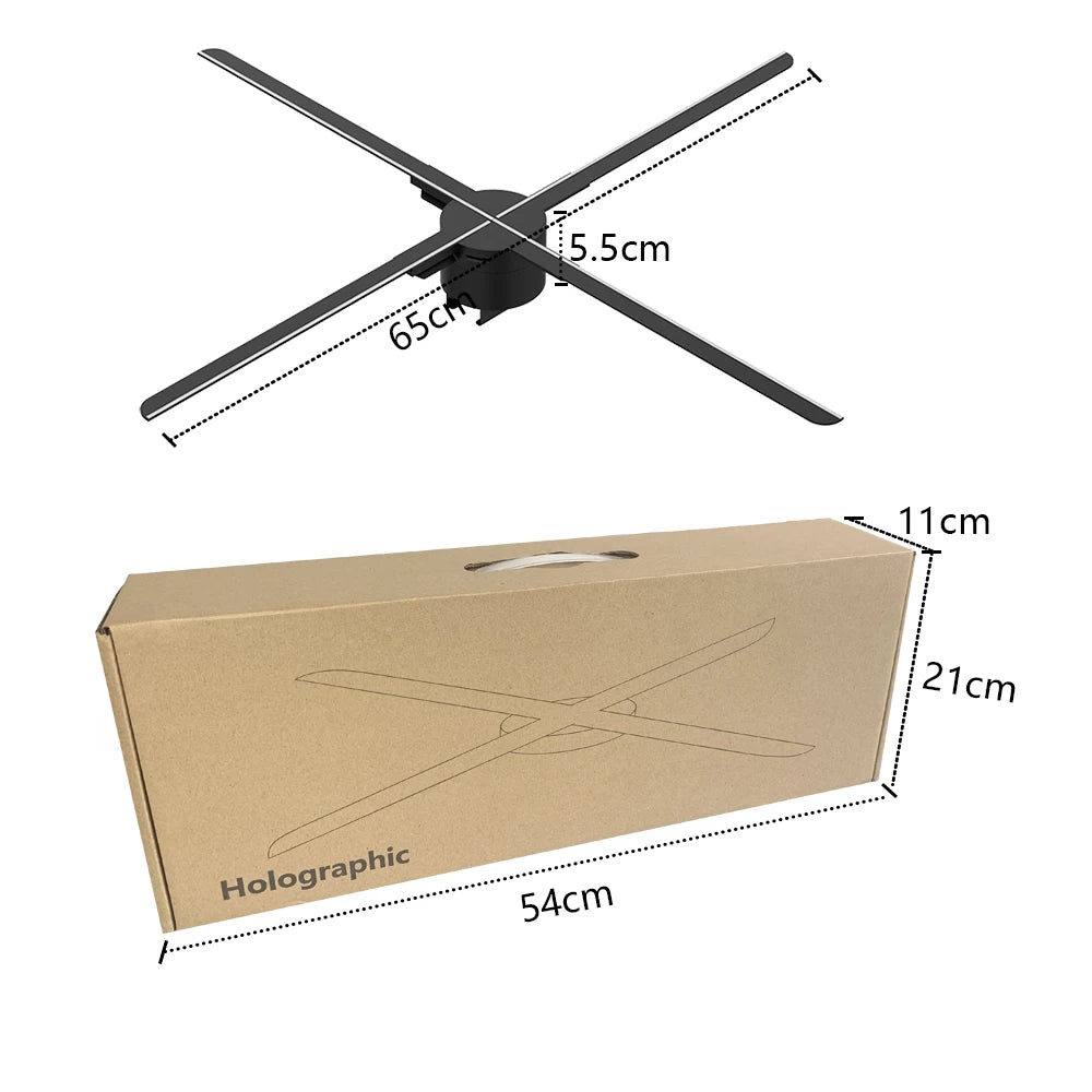 COEUS 65CM 4 Blades Advertising Display Technology Holographic LED Fan Billboard 3D Hologram Pictures Video Technology Projector