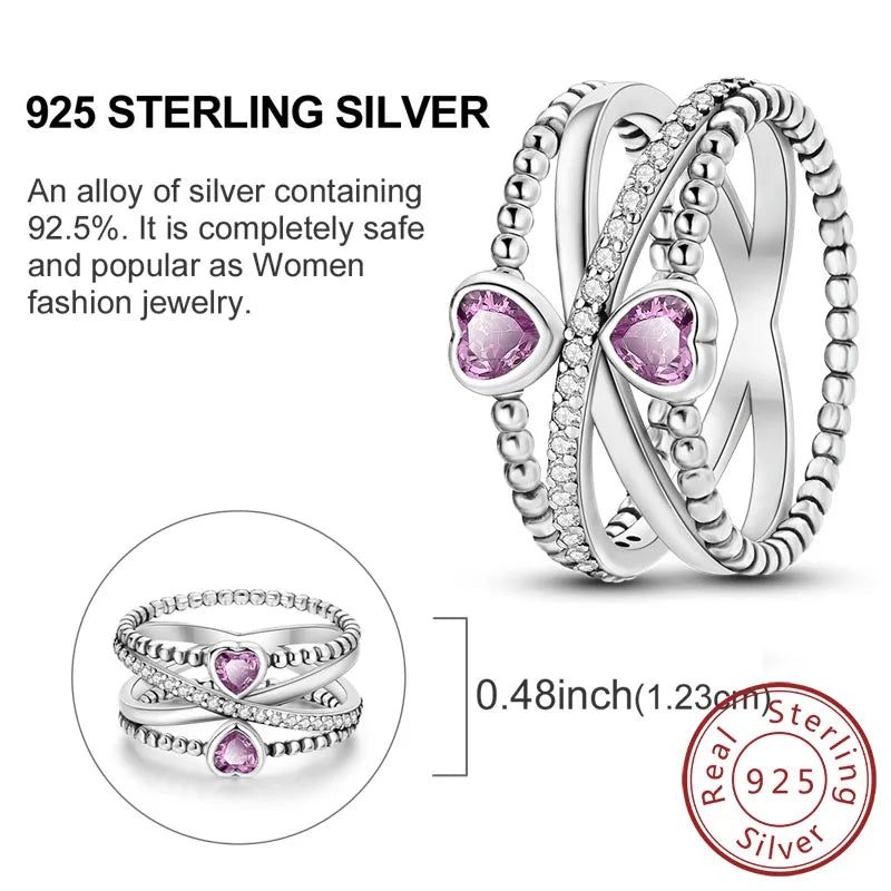 Rings Original 925 Sterling Silver Rings Bow Heart Sun Moon Star Zircon Rings For Women Jewelry Birthday Anniversary Gifts