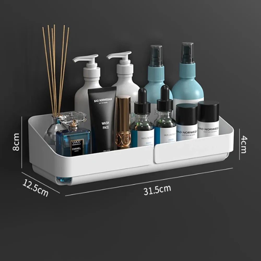 Bathroom  Kitchen Convenience Rack Shelf Makeup Storage Organizer Cosmetics Shampoo Rack Shower Shelf Wall Spice No Drilling