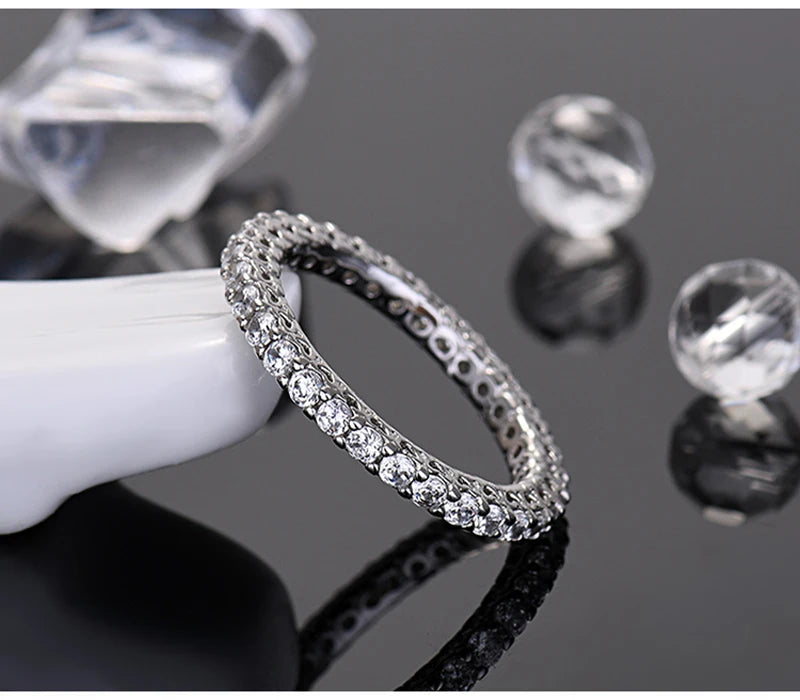 So-Bling S925 Sterling Silver Rings For Women Elegant Fine Cubic Zirconia Ring Bridal Wedding Engagement Women Trendy Jewelry