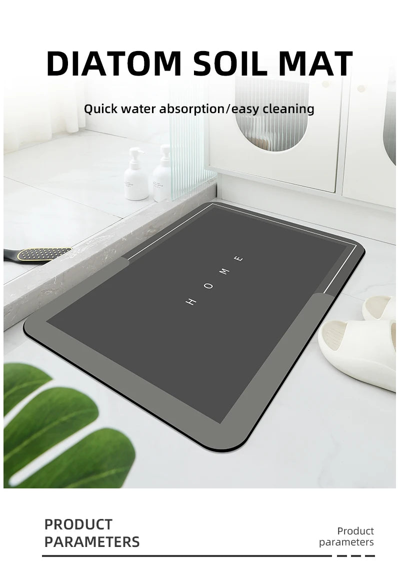 Bathroom Floor Mat, Soft Diatomaceous Mud, Absorbent Quick Drying Carpet, Diatomaceous Earth Anti Slip Mat, Door Mat