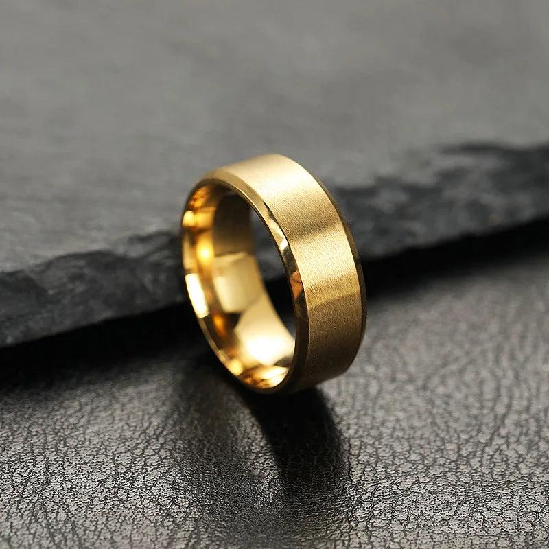 Stainless Steel Rings for Men, Colors: Black Golden Silvery Color, US Sizes 6-13, Men's Simple Band Rings