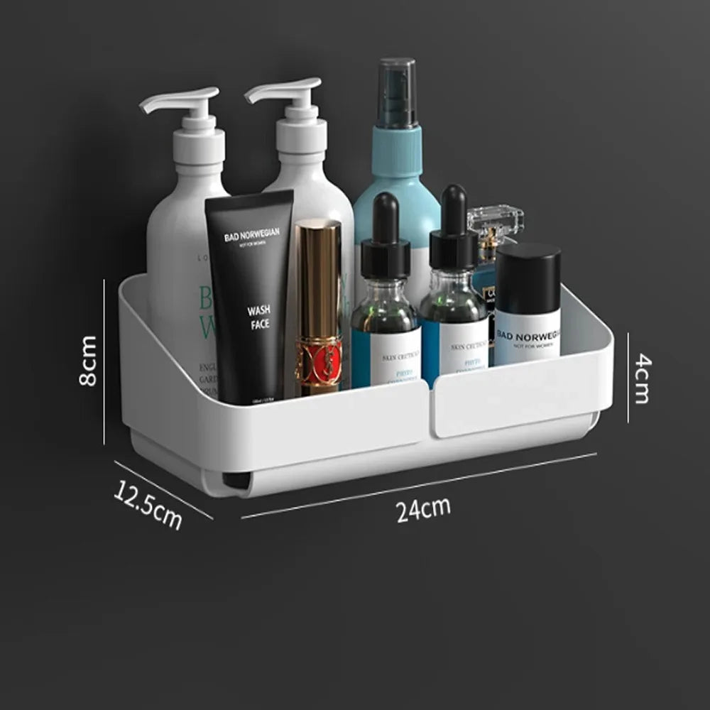 Bathroom  Kitchen Convenience Rack Shelf Makeup Storage Organizer Cosmetics Shampoo Rack Shower Shelf Wall Spice No Drilling