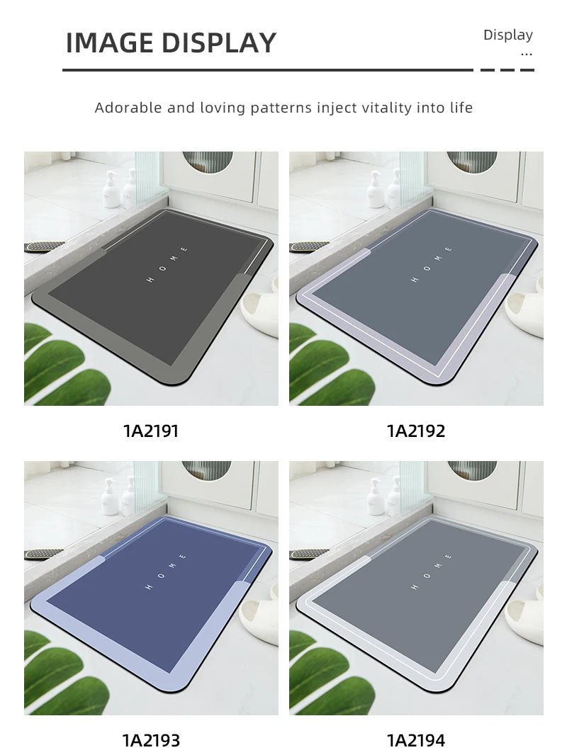 Bathroom Floor Mat, Soft Diatomaceous Mud, Absorbent Quick Drying Carpet, Diatomaceous Earth Anti Slip Mat, Door Mat