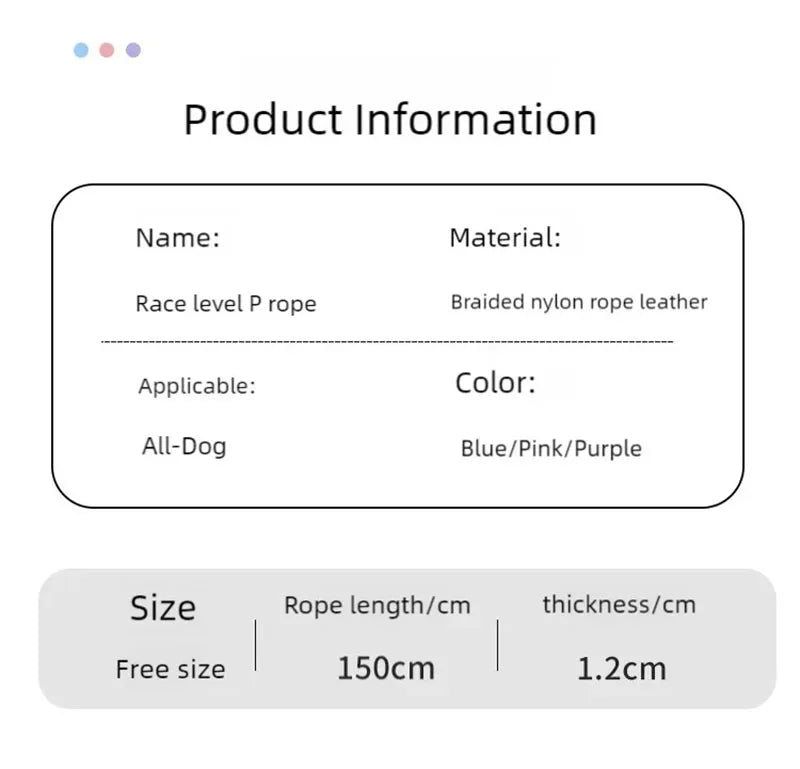 Dog leash, pet walking leash, outdoor dog dopamine contrasting leash, pet supplies