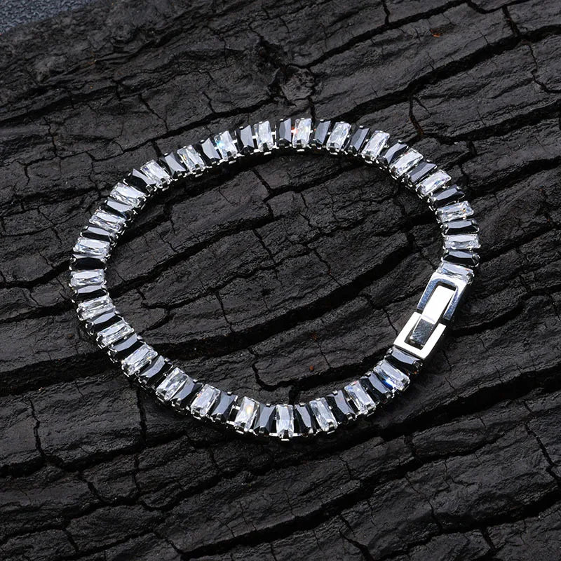 Tennis Necklaces Set for Women Girls,Hip Hop Black White Square Zircon Collars, Chic Jewelry Set Gifts to Mom Wife GF