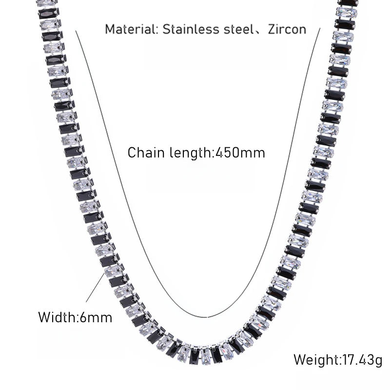 Tennis Necklaces Set for Women Girls,Hip Hop Black White Square Zircon Collars, Chic Jewelry Set Gifts to Mom Wife GF