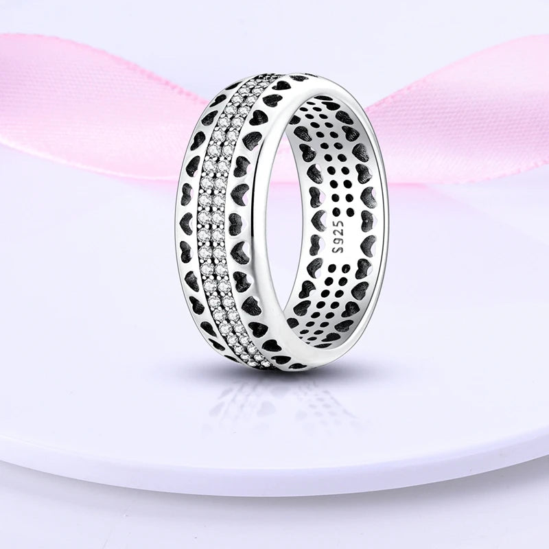 Rings Original 925 Sterling Silver Rings Bow Heart Sun Moon Star Zircon Rings For Women Jewelry Birthday Anniversary Gifts