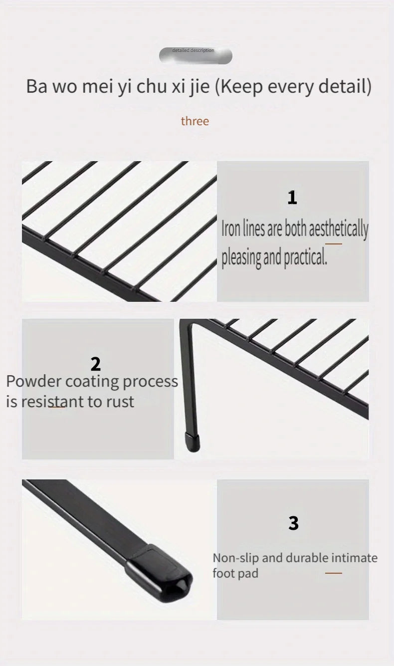 Kitchen Storage Rack, Wrought Iron Seasoning Rack, Countertop Sink, Floor-Standing Bowl and Plate Storage Rack
