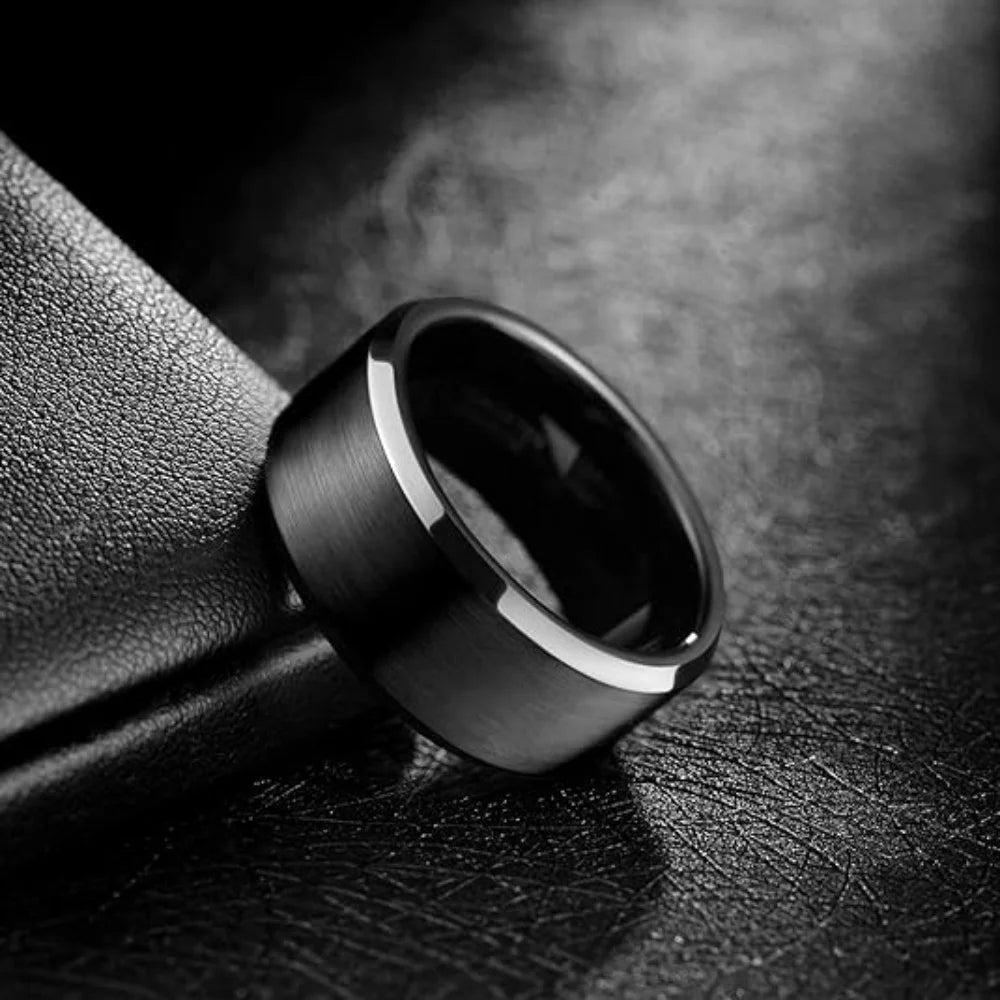 Stainless Steel Rings for Men, Colors: Black Golden Silvery Color, US Sizes 6-13, Men's Simple Band Rings