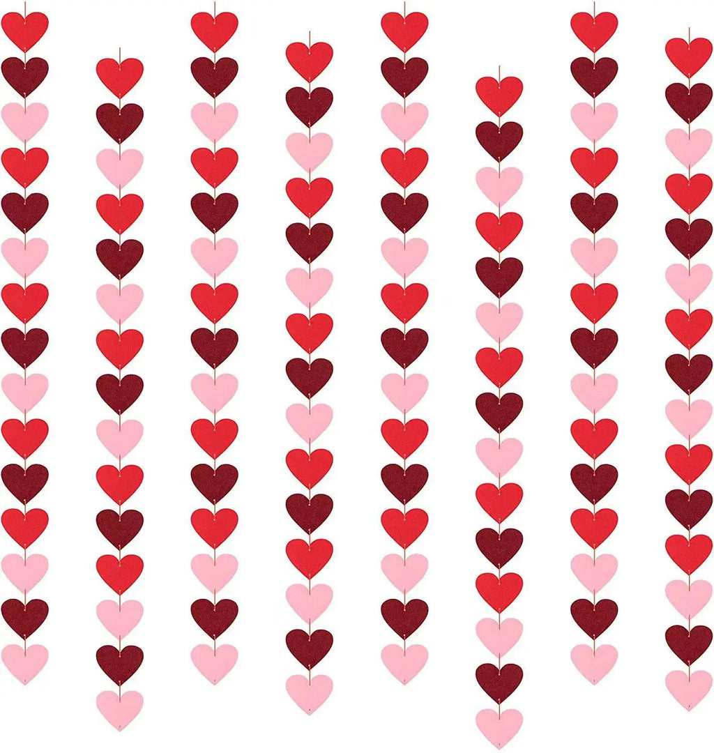 Valentine Hanging Banner Garland Bunting Red Love Heart Paper Banner Door Hanging Ornament Wedding Birthday Party Decoration