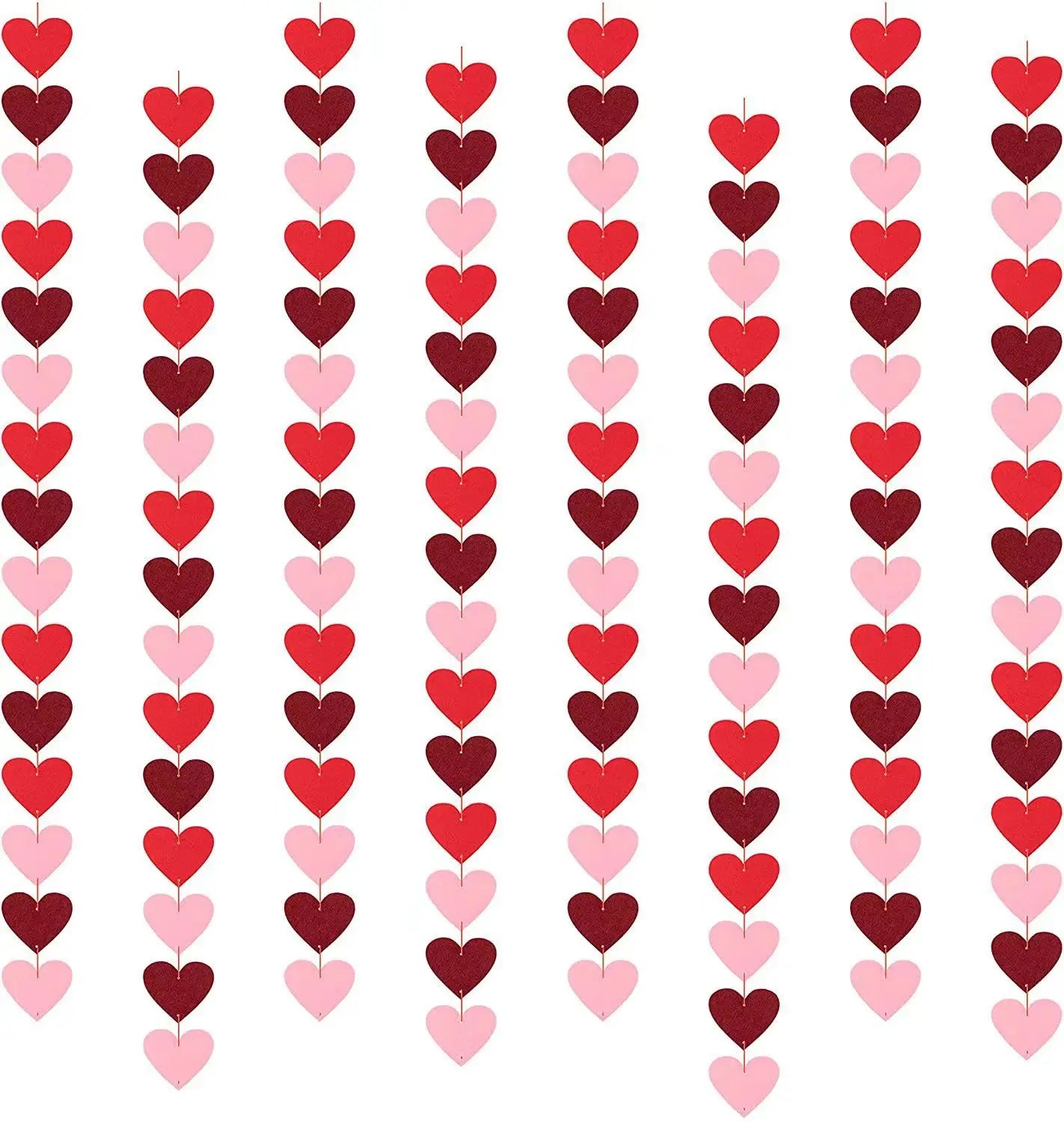 Valentine Hanging Banner Garland Bunting Red Love Heart Paper Banner Door Hanging Ornament Wedding Birthday Party Decoration