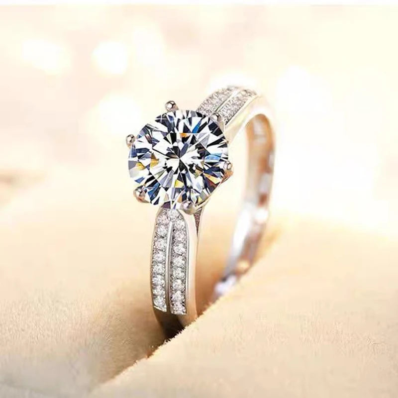 With Credentials Gorgeous 3 Carat 925 Sterling Silver Rings for Women Promise Gift Jewelry Bridal Engagement Wedding Bands
