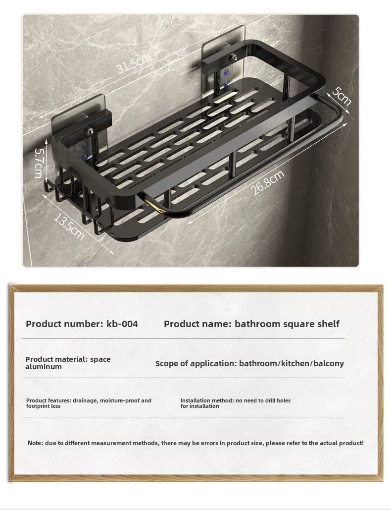 Bathroom Shelf Kitchen Storage Organizer Aluminum Alloy Shampoo Rack Shower Shelf Bathroom Accessories No Drill Toilet Bath Shel