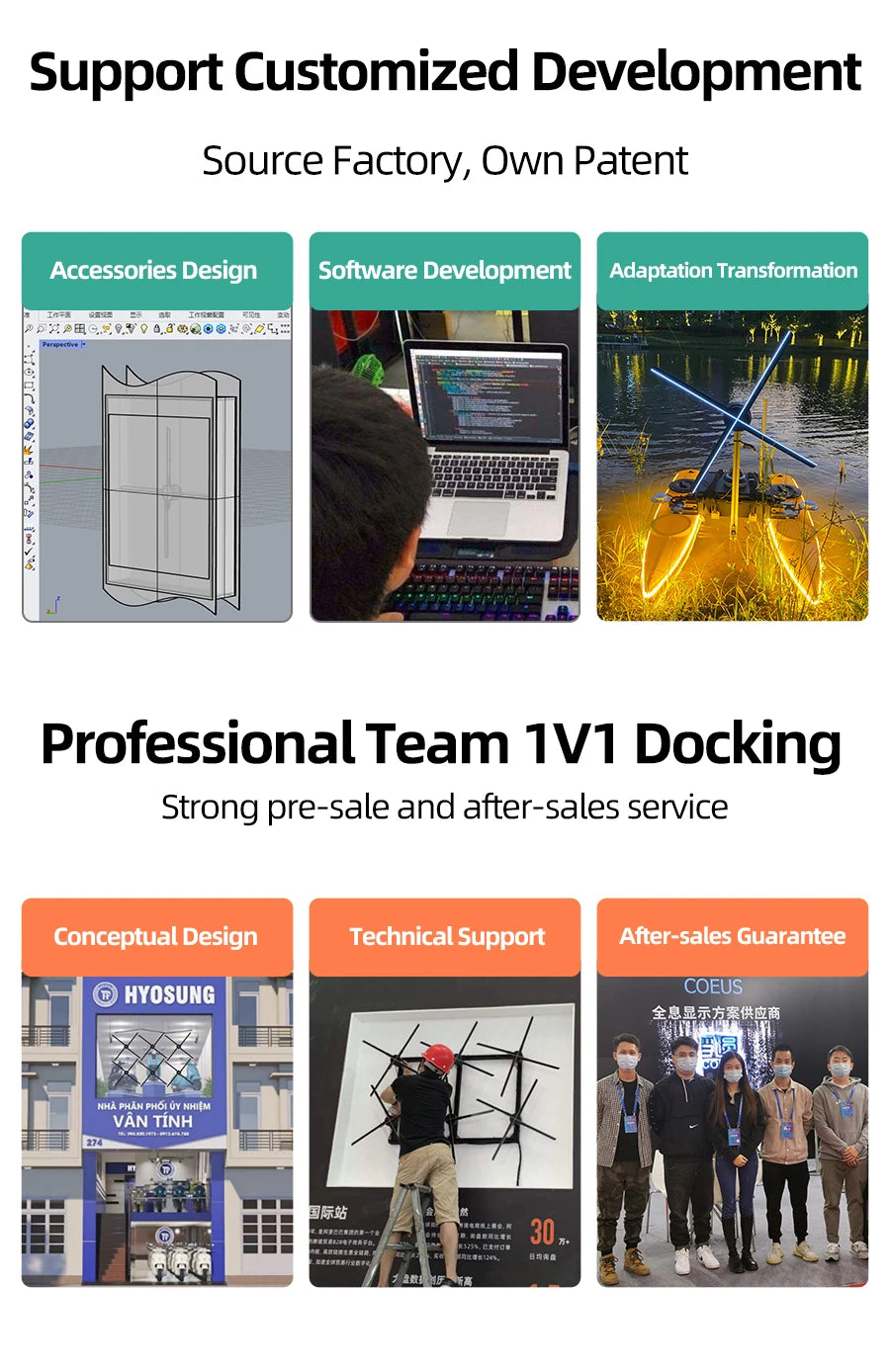 COEUS 65CM 4 Blades Advertising Display Technology Holographic LED Fan Billboard 3D Hologram Pictures Video Technology Projector