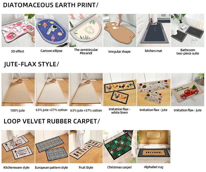 Bathroom Floor Mat, Soft Diatomaceous Mud, Absorbent Quick Drying Carpet, Diatomaceous Earth Anti Slip Mat, Door Mat