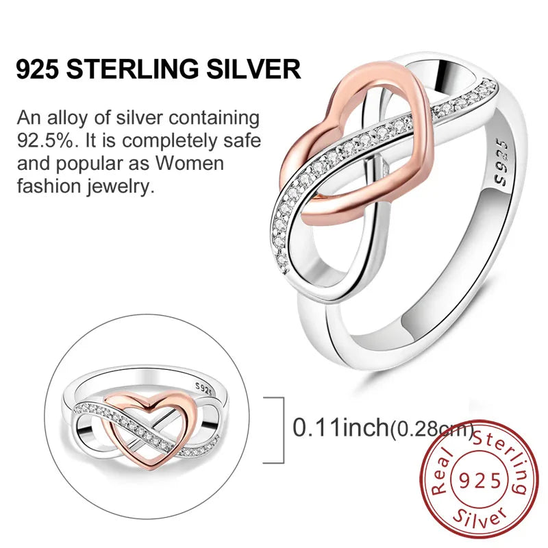 Rings Original 925 Sterling Silver Rings Bow Heart Sun Moon Star Zircon Rings For Women Jewelry Birthday Anniversary Gifts