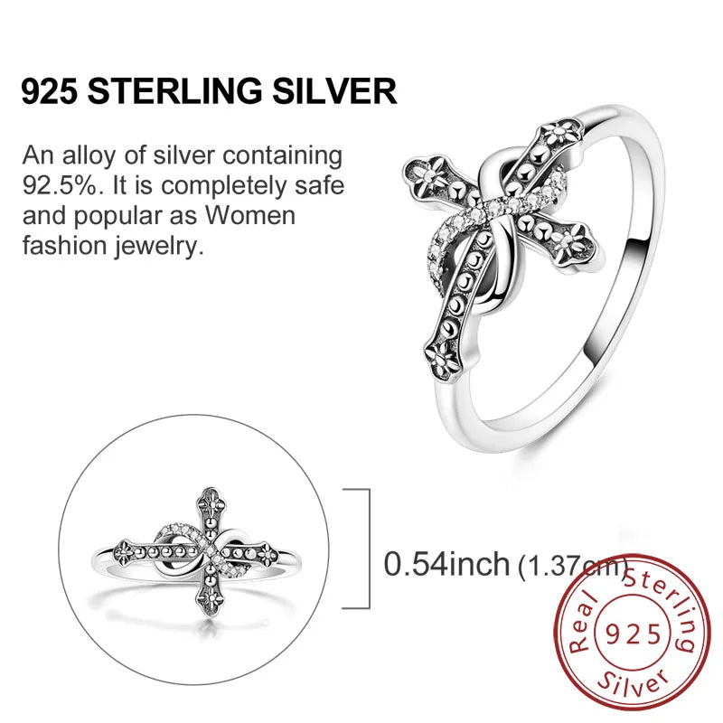 Rings Original 925 Sterling Silver Rings Bow Heart Sun Moon Star Zircon Rings For Women Jewelry Birthday Anniversary Gifts