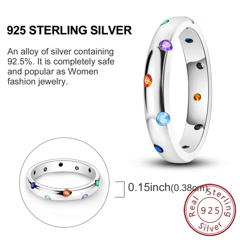 Rings Original 925 Sterling Silver Rings Bow Heart Sun Moon Star Zircon Rings For Women Jewelry Birthday Anniversary Gifts