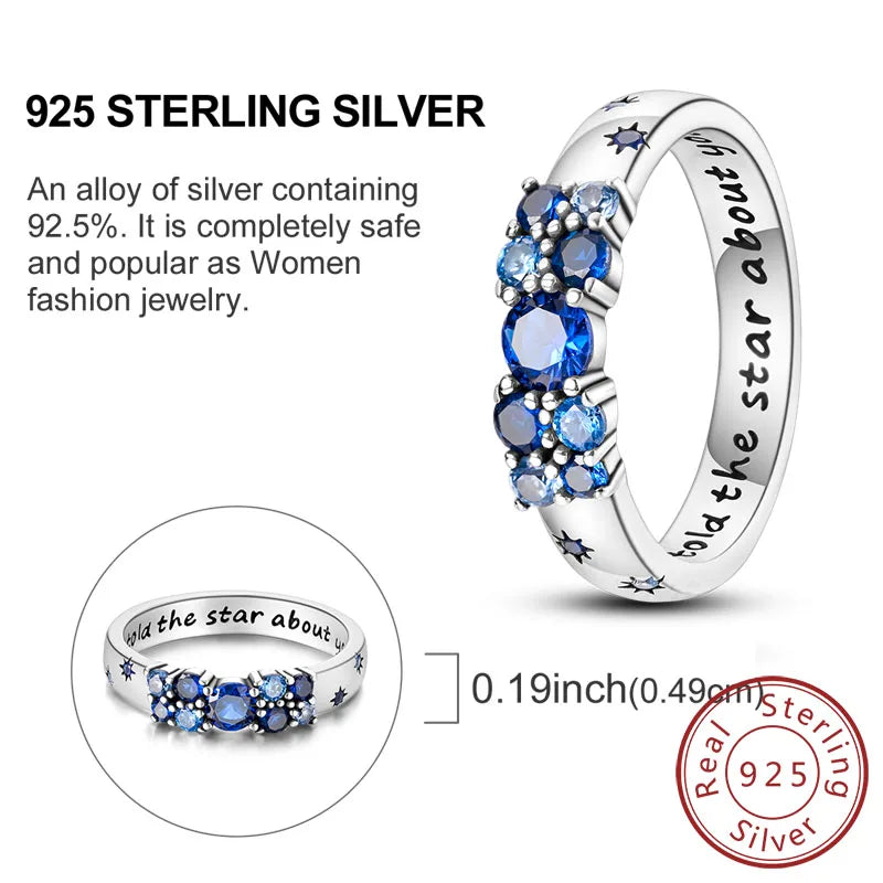 Rings Original 925 Sterling Silver Rings Bow Heart Sun Moon Star Zircon Rings For Women Jewelry Birthday Anniversary Gifts