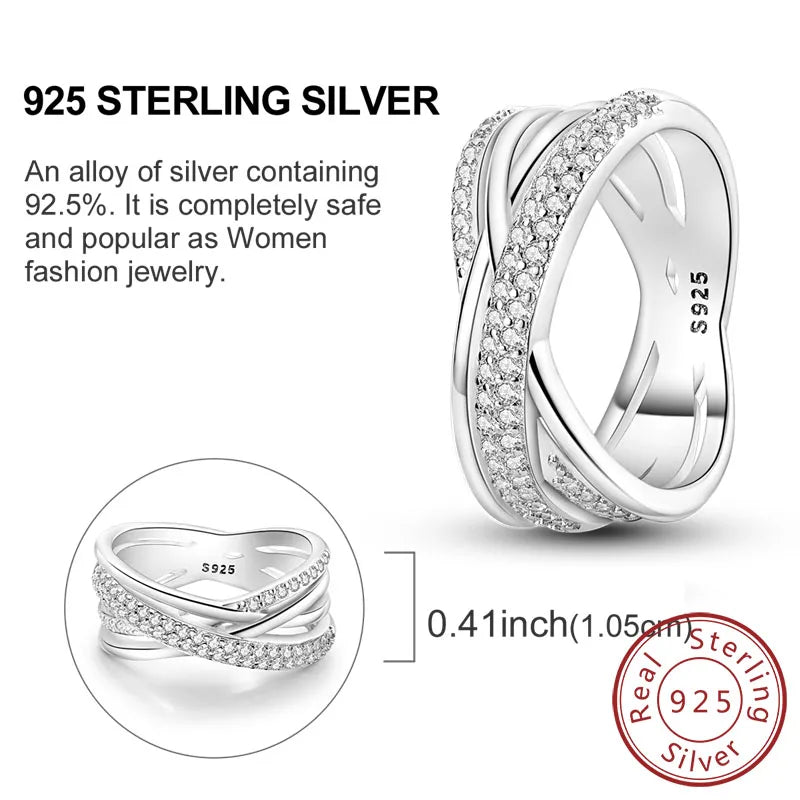 Rings Original 925 Sterling Silver Rings Bow Heart Sun Moon Star Zircon Rings For Women Jewelry Birthday Anniversary Gifts