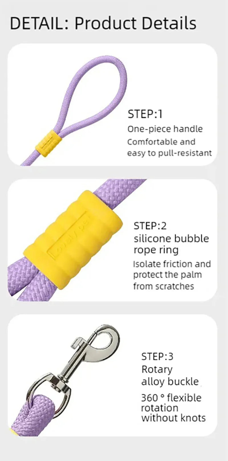 Dog leash, pet walking leash, outdoor dog dopamine contrasting leash, pet supplies