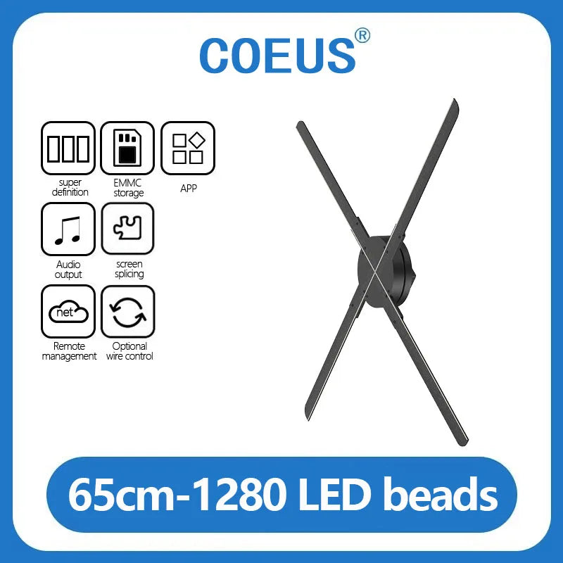 COEUS 65CM 4 Blades Advertising Display Technology Holographic LED Fan Billboard 3D Hologram Pictures Video Technology Projector