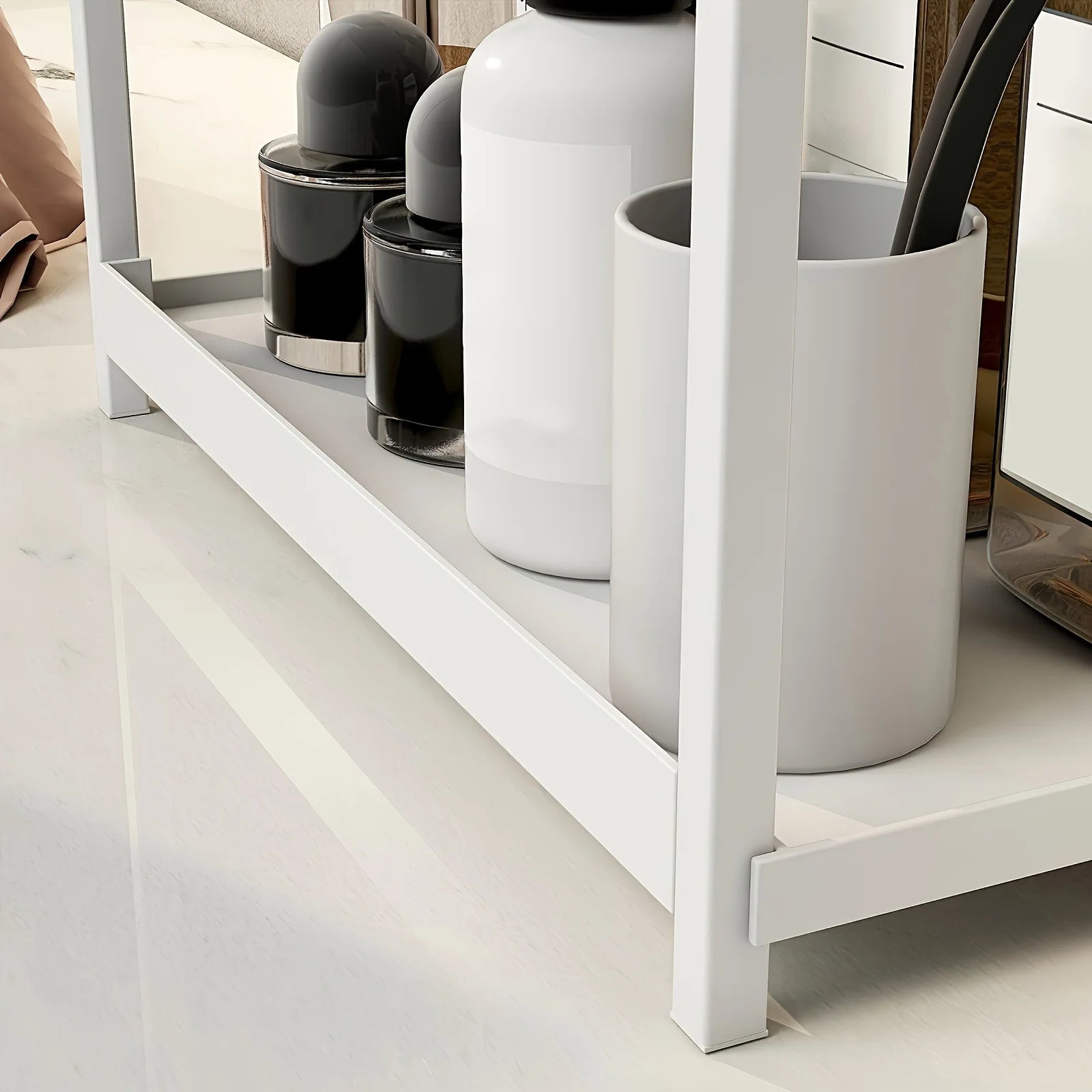 Bathroom Rack,Integrated Dressing Table,Double-layer Skin Care Stand,Cosmetics Organization Rack, Office and HomeCountertop