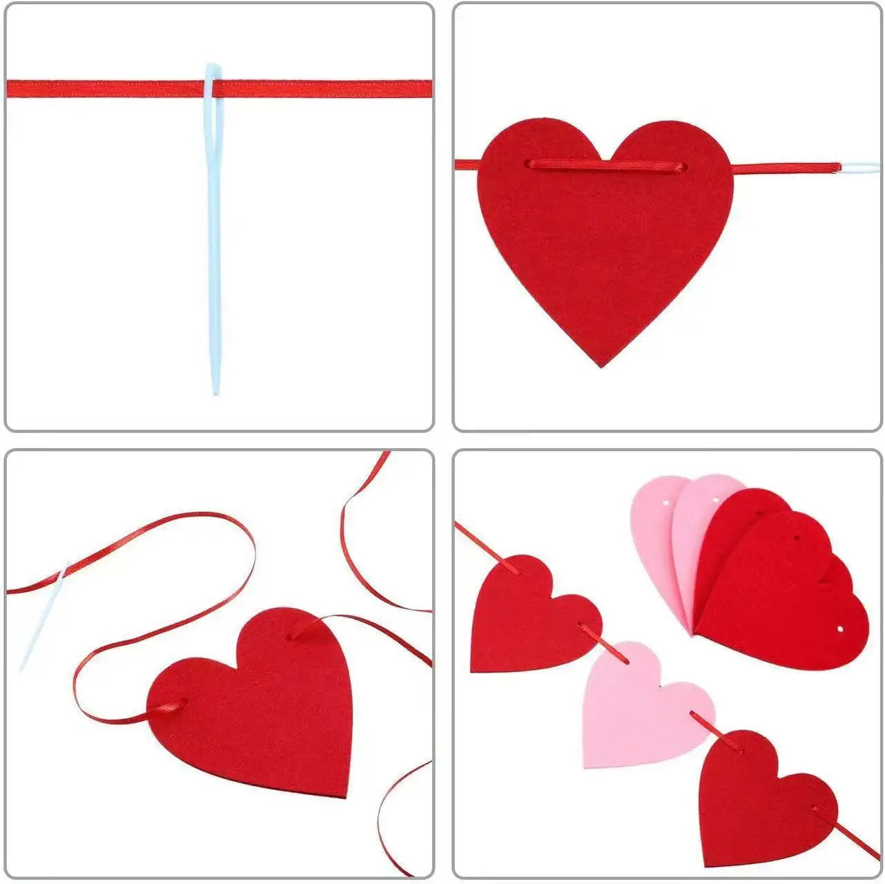 Valentine Hanging Banner Garland Bunting Red Love Heart Paper Banner Door Hanging Ornament Wedding Birthday Party Decoration