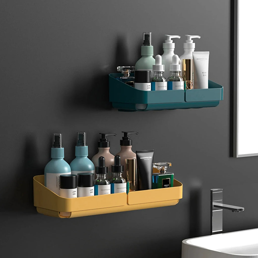 Bathroom  Kitchen Convenience Rack Shelf Makeup Storage Organizer Cosmetics Shampoo Rack Shower Shelf Wall Spice No Drilling