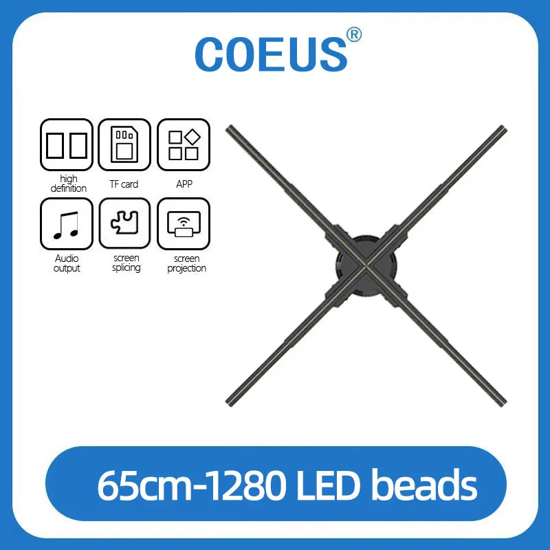 COEUS 65CM 4 Blades Advertising Display Technology Holographic LED Fan Billboard 3D Hologram Pictures Video Technology Projector