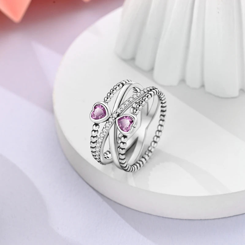 Rings Original 925 Sterling Silver Rings Bow Heart Sun Moon Star Zircon Rings For Women Jewelry Birthday Anniversary Gifts