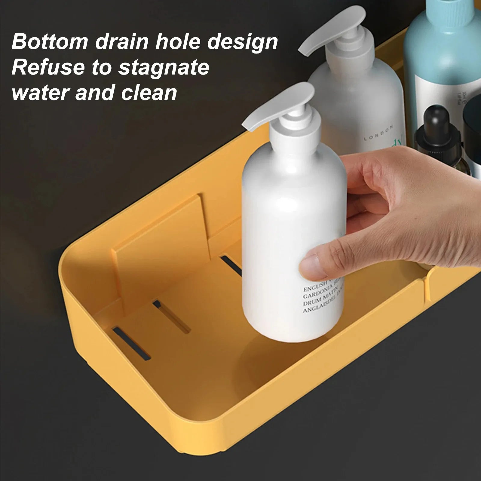 Bathroom  Kitchen Convenience Rack Shelf Makeup Storage Organizer Cosmetics Shampoo Rack Shower Shelf Wall Spice No Drilling