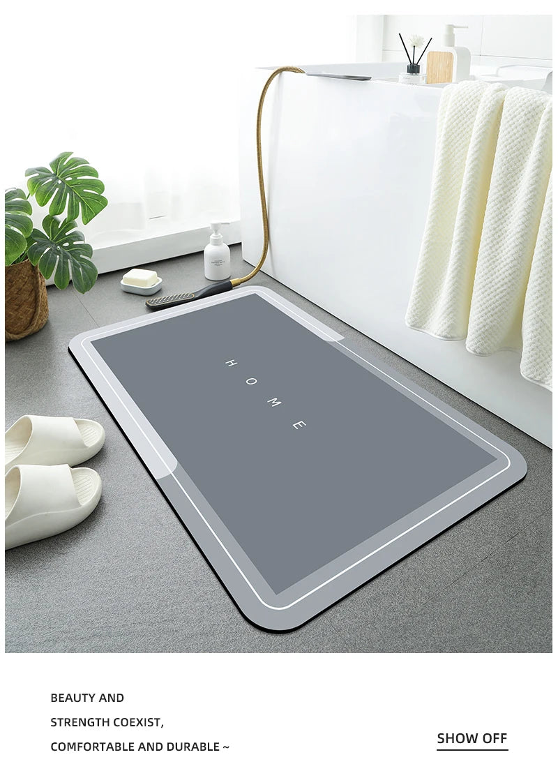 Bathroom Floor Mat, Soft Diatomaceous Mud, Absorbent Quick Drying Carpet, Diatomaceous Earth Anti Slip Mat, Door Mat