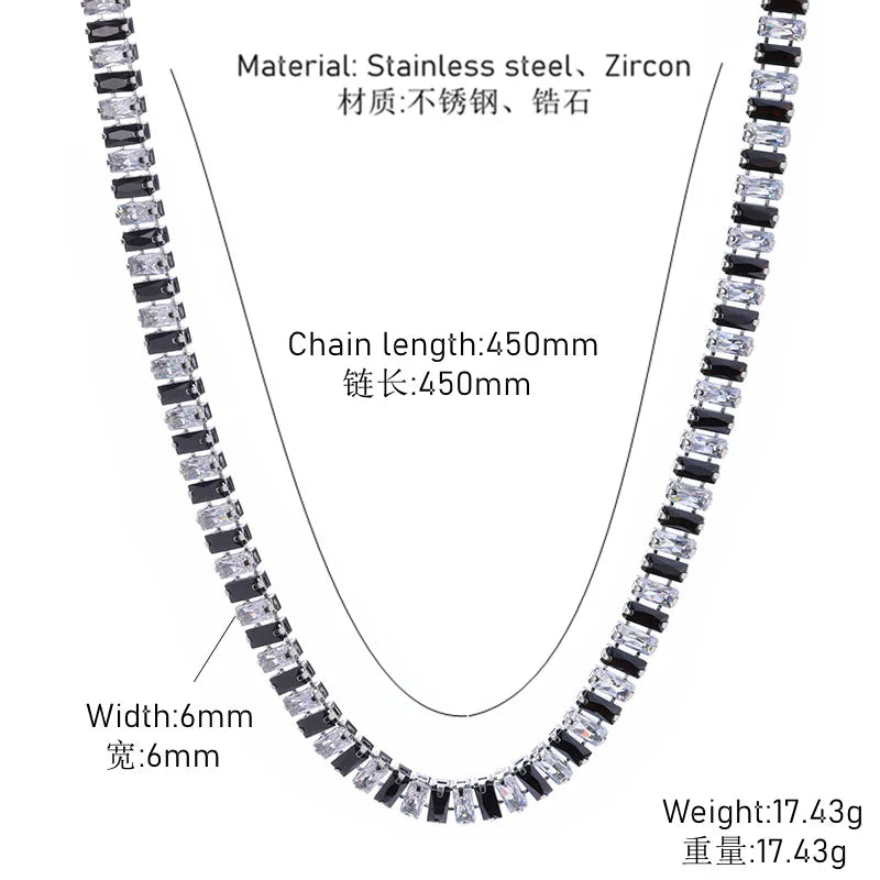 Tennis Necklaces Set for Women Girls,Hip Hop Black White Square Zircon Collars, Chic Jewelry Set Gifts to Mom Wife GF