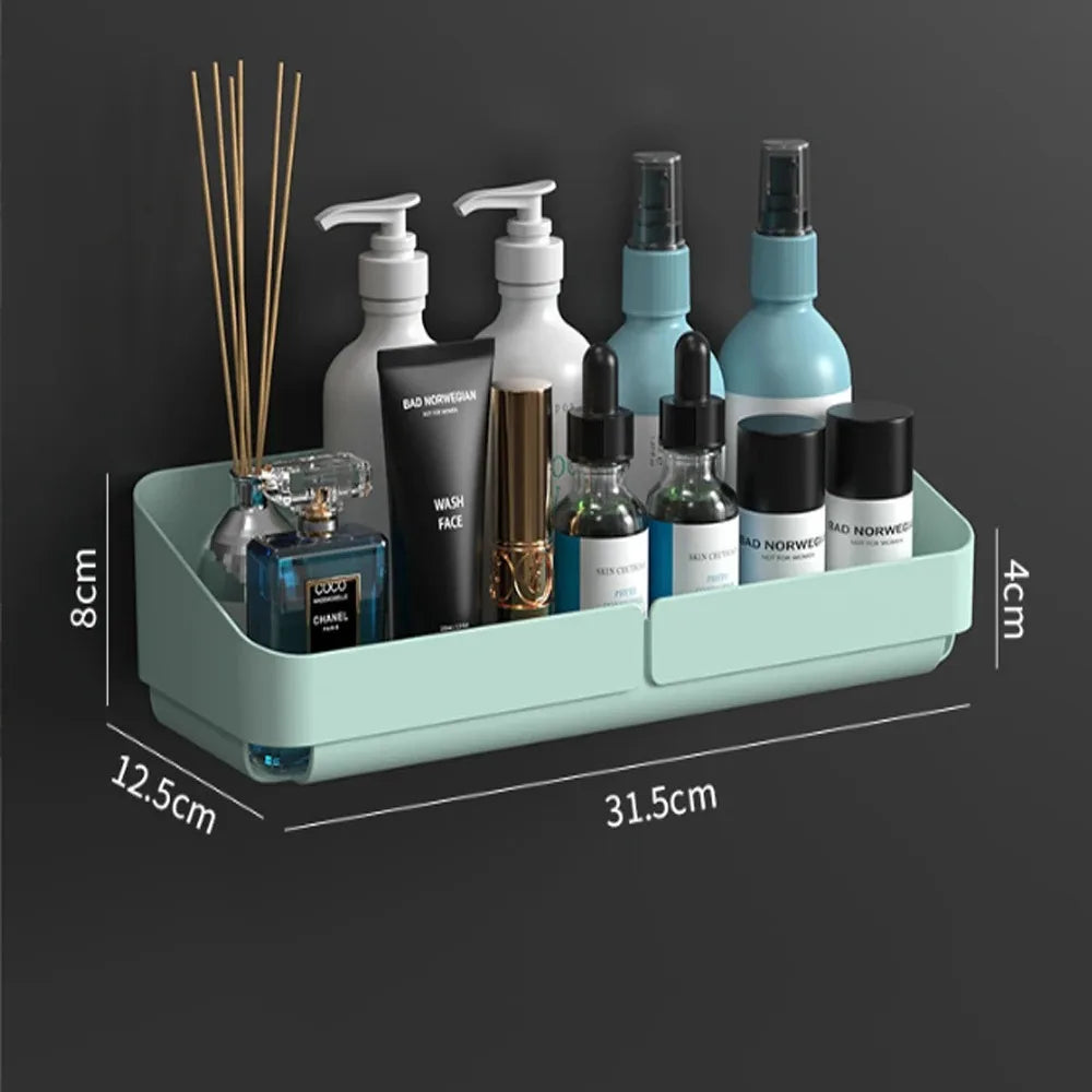 Bathroom  Kitchen Convenience Rack Shelf Makeup Storage Organizer Cosmetics Shampoo Rack Shower Shelf Wall Spice No Drilling