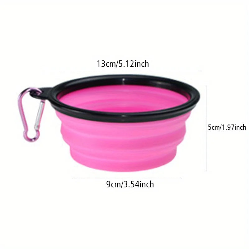 Dog Folding Bowl Portable Dog Travel Bowl Dog Food Water Bowl for Outdoor Walking Silicone Dog Food Water Bowl with Bowl Lip