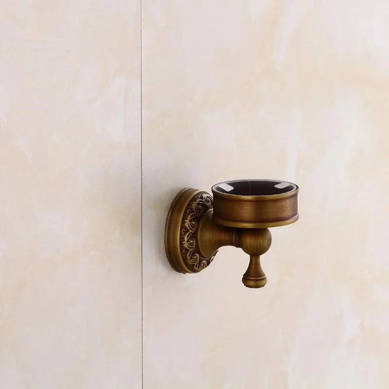 Bathroom Toilet Brush Holder, Antique Brass Color, Solid Brass Material, Wall Mounted, Traditional European Type for Hotel