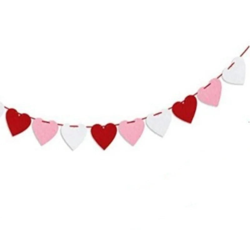 Valentine Hanging Banner Garland Bunting Red Love Heart Paper Banner Door Hanging Ornament Wedding Birthday Party Decoration