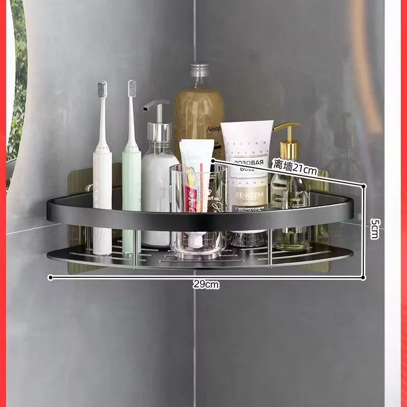 Bathroom Shelf Kitchen Storage Organizer Aluminum Alloy Shampoo Rack Shower Shelf Bathroom Accessories No Drill Toilet Bath Shel