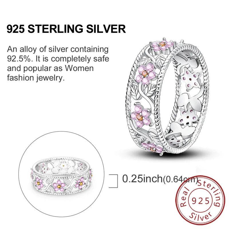 Rings Original 925 Sterling Silver Rings Bow Heart Sun Moon Star Zircon Rings For Women Jewelry Birthday Anniversary Gifts