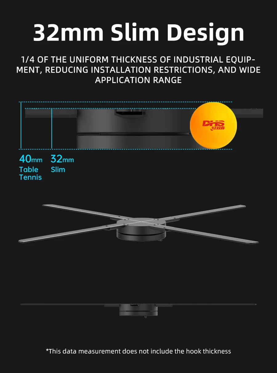 COEUS 65CM 4 Blades Advertising Display Technology Holographic LED Fan Billboard 3D Hologram Pictures Video Technology Projector